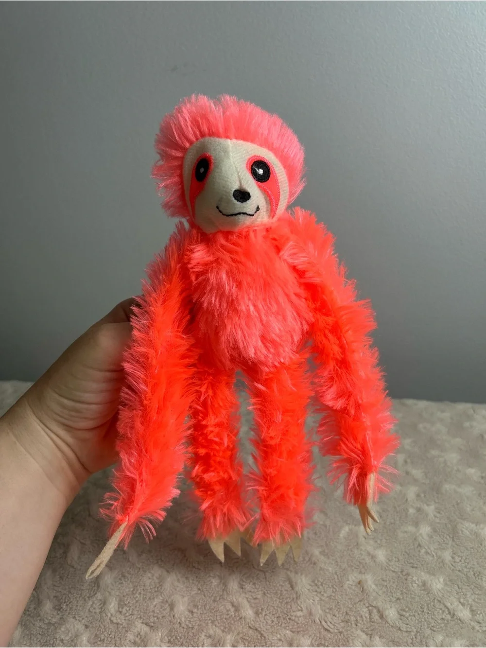Goffa Three Toed Sloth Plush Stuffed Animal Toy Neon Orange 10